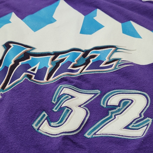 Mitchell & Ness Utah Jazz Malone #32 T-shirt Size Medium Harwood Classics - Picture 4 of 8